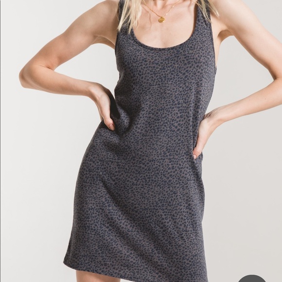 Z Supply mini gray leopard comfy tank dress - Picture 2 of 8